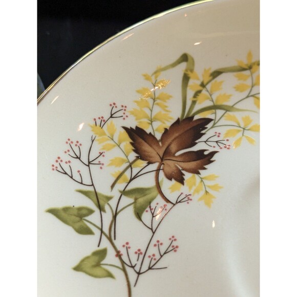 Taylor Smith & T Leaf O'Gold Vtg Footed Cup & Saucer set of 2 Yellow MapleLeaf - Picture 6 of 15